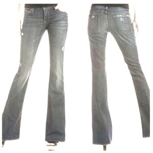 VINCE Mykonos Dark Denim, Flared 5 Pocket Jeans. Flat Waist 16"